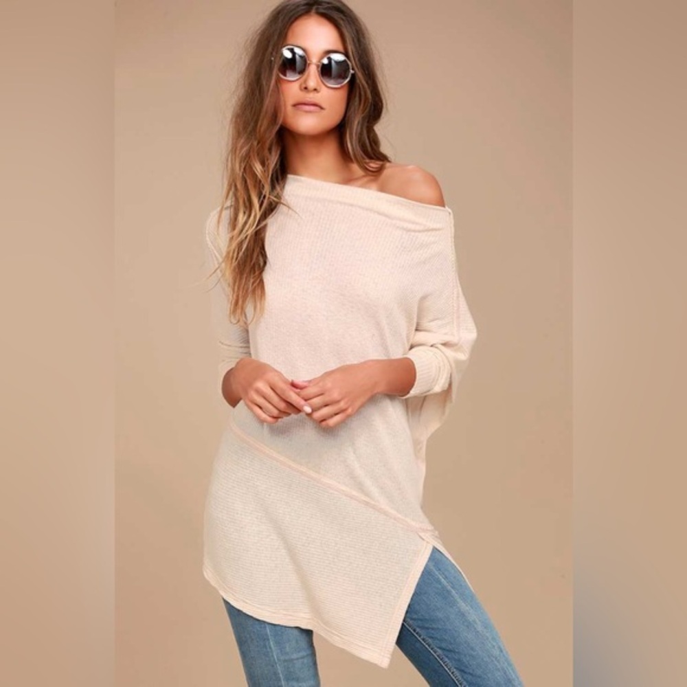 We the Free People londontown Off-Shoulder Cream ribbed top medium